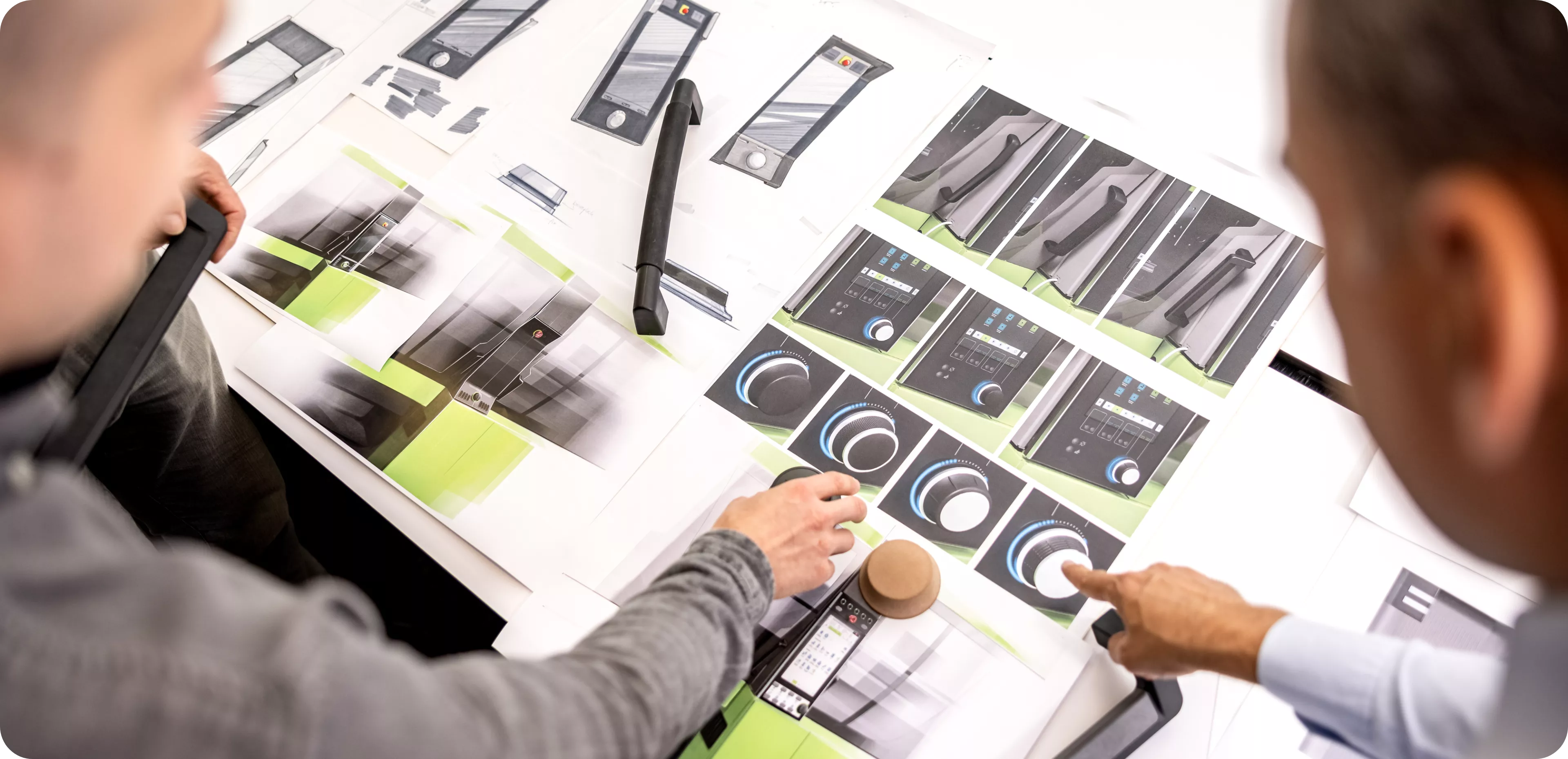 Alex und Michael besprechen Drehregler Designoptionen | Industriedesign Produktdesign Wien