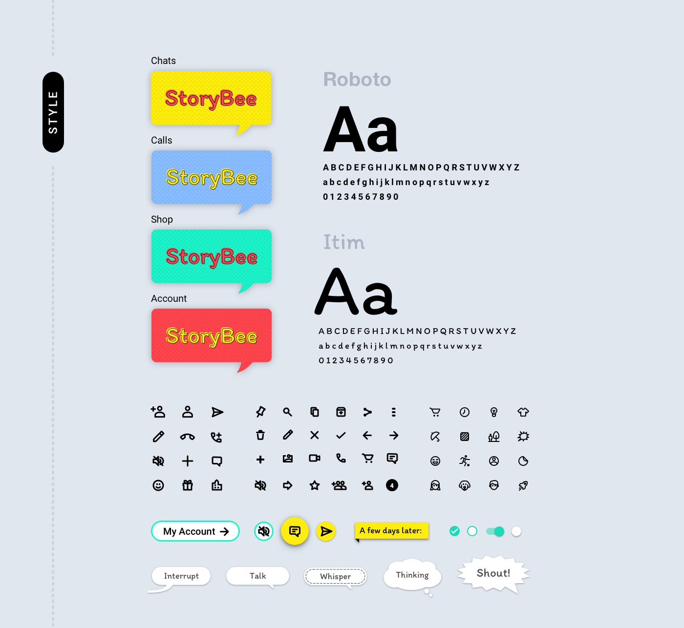 StoryBee font, colours, icons | Storybee Schriftarten, Farben, Icons