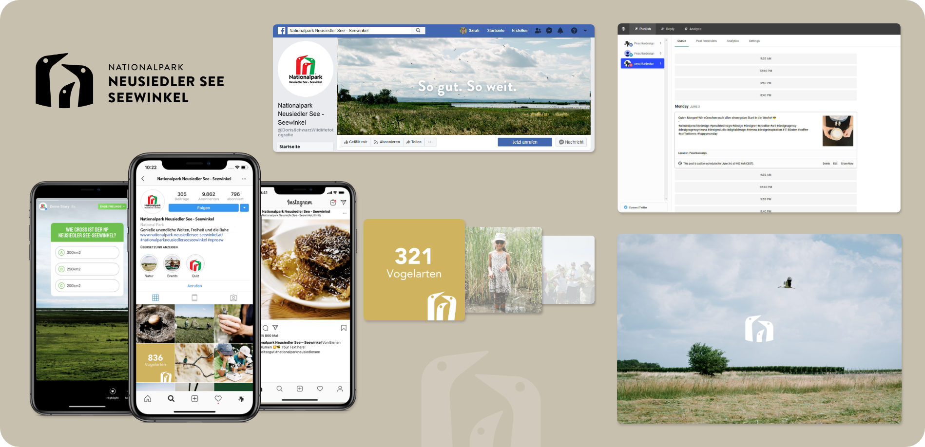 overview of assets of the communications campaign for national park neusiedler see seewinkel | marketing strategy content creation Vienna