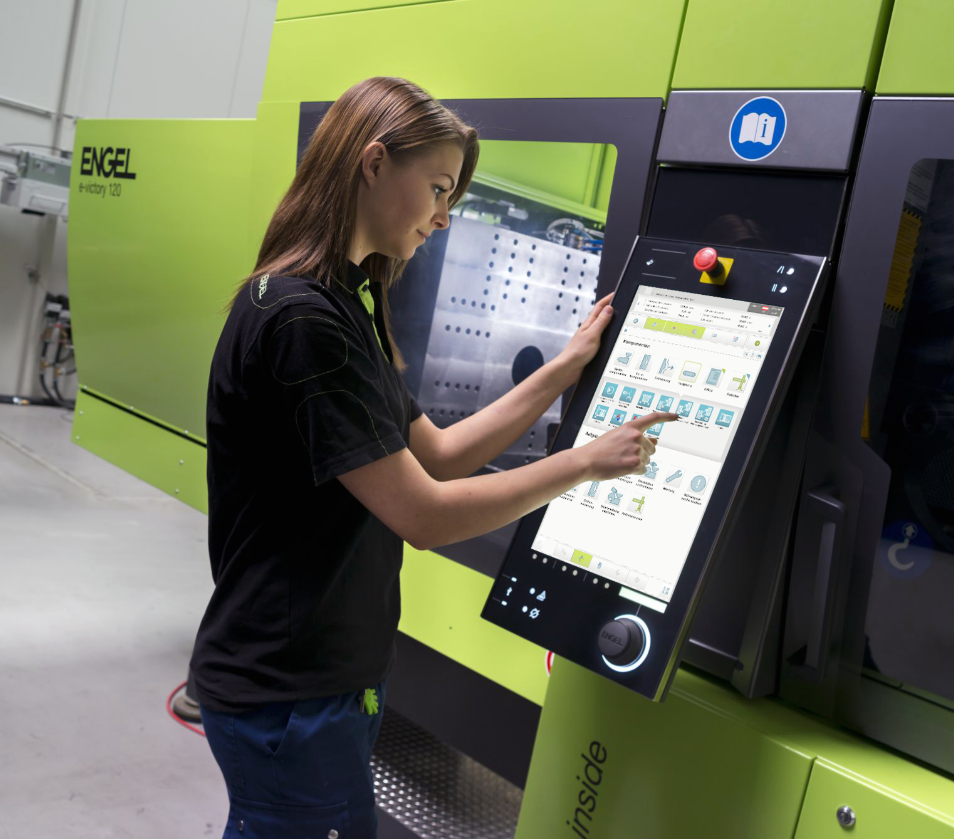 engel touchscreen with female operator | industrial design in Vienna