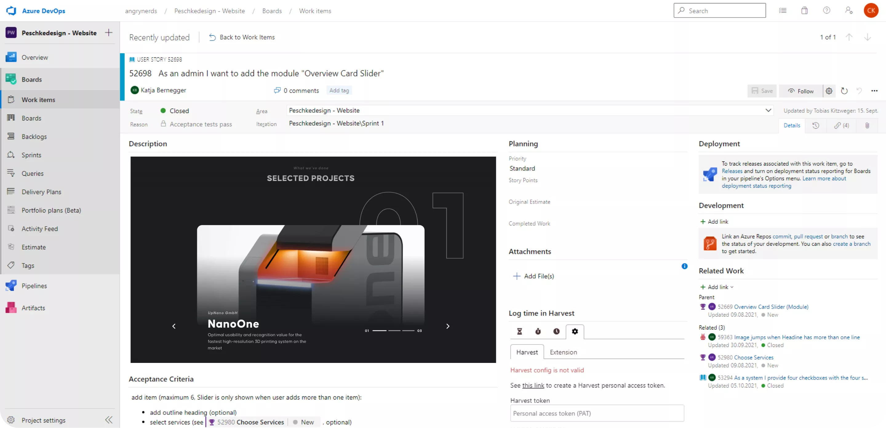 user story in Azure DevOps | Software Entwicklung Wien