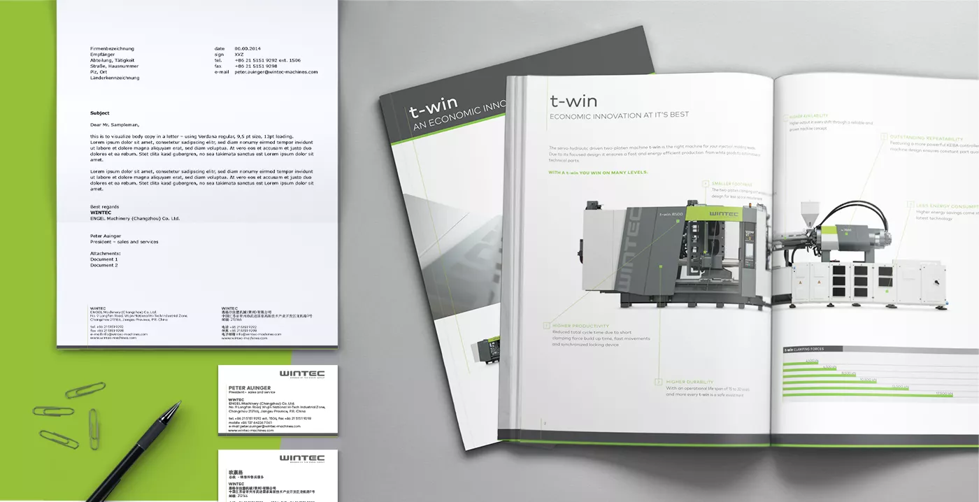 Wintec new brand identity stationery and brochure design | Vienna