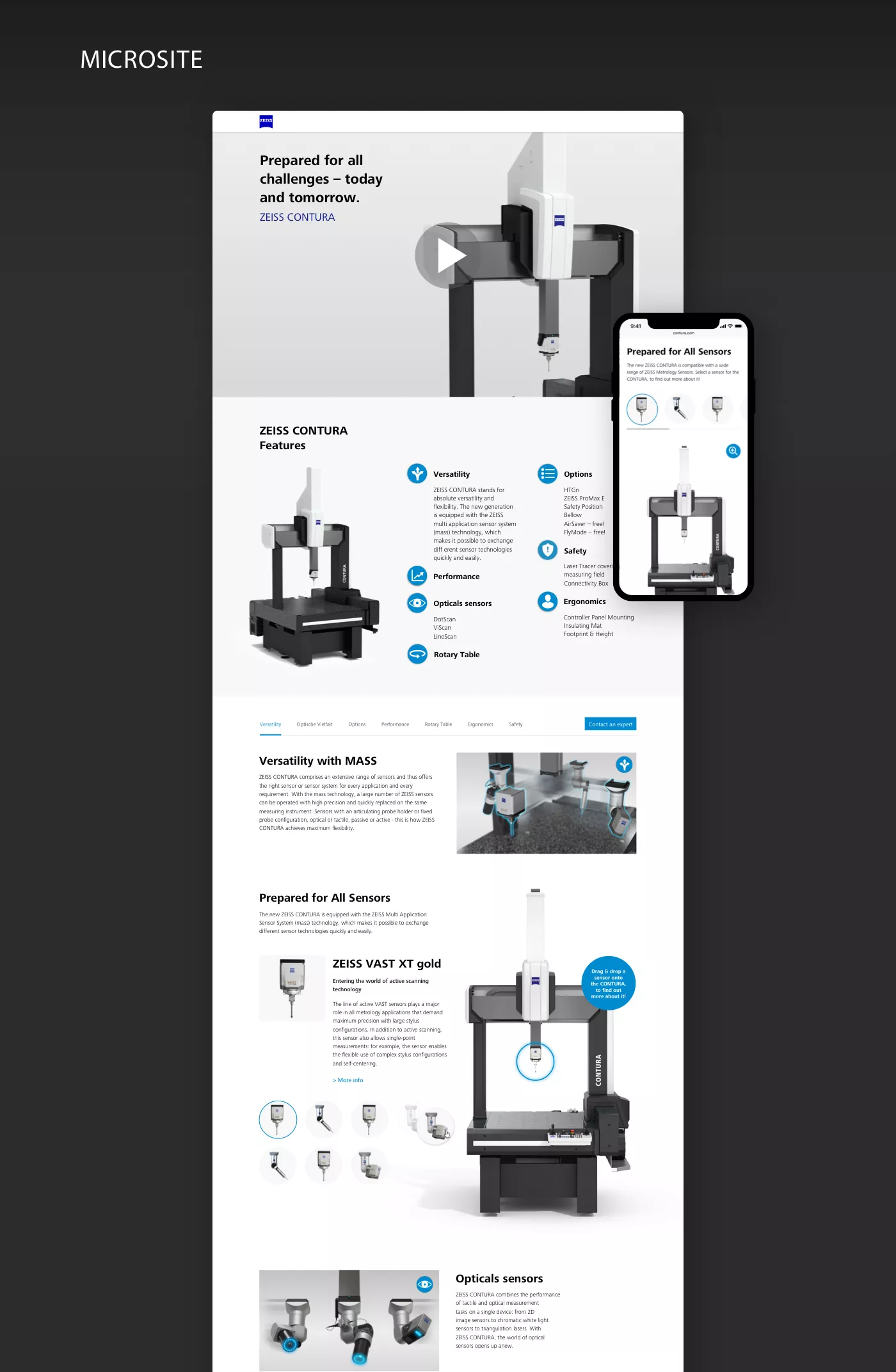 ZEISS Contura marketing campaign landing page