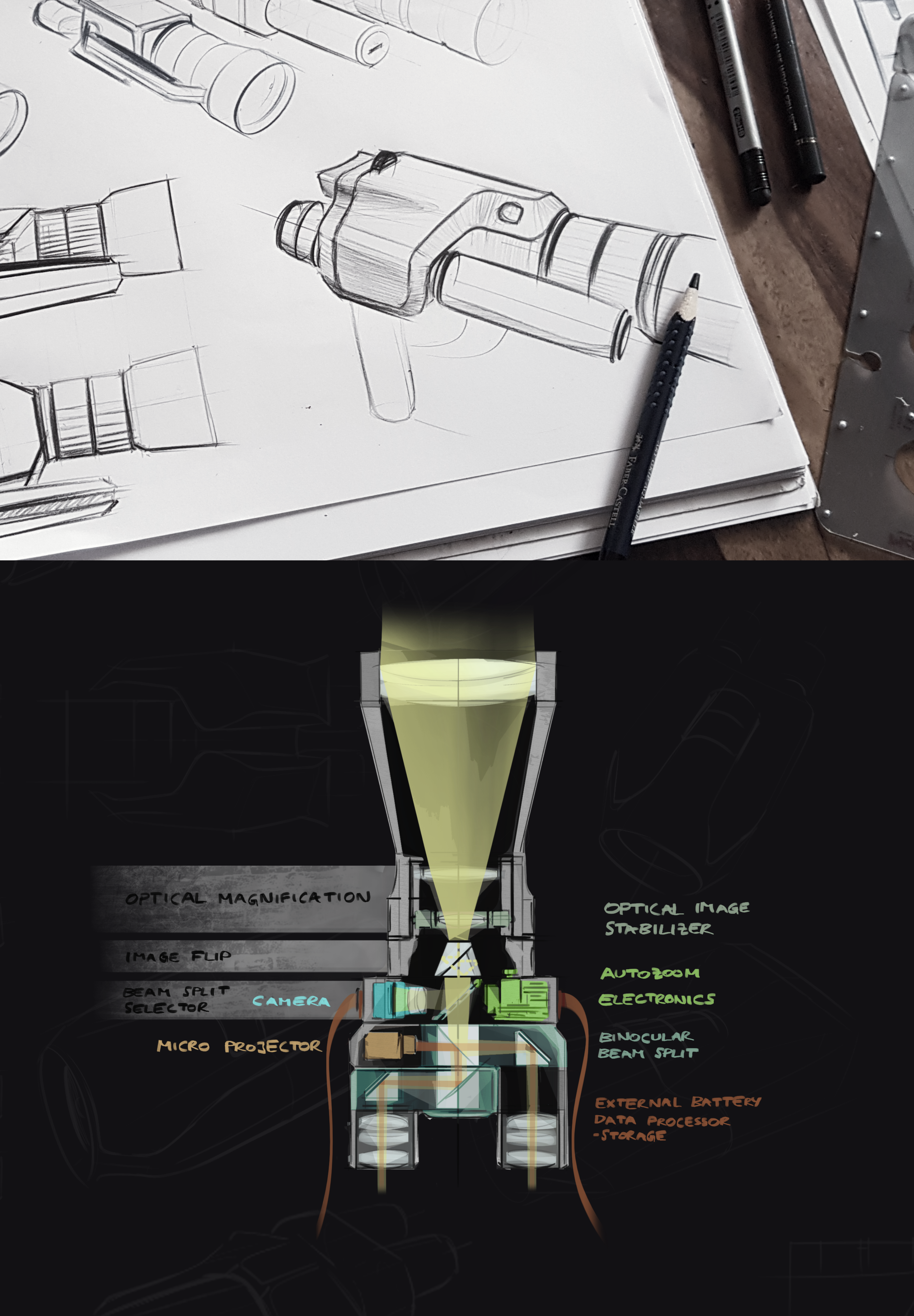 Digiscope Fernglas Designstudie Funktionsweise