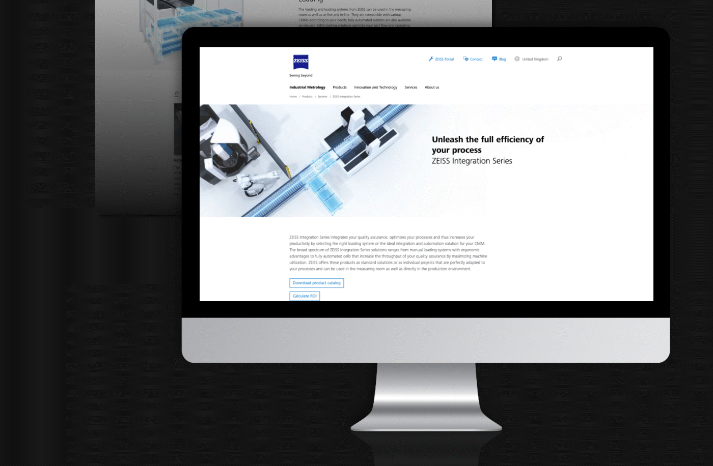 ZEISS Integration Series landing page preview on monitor