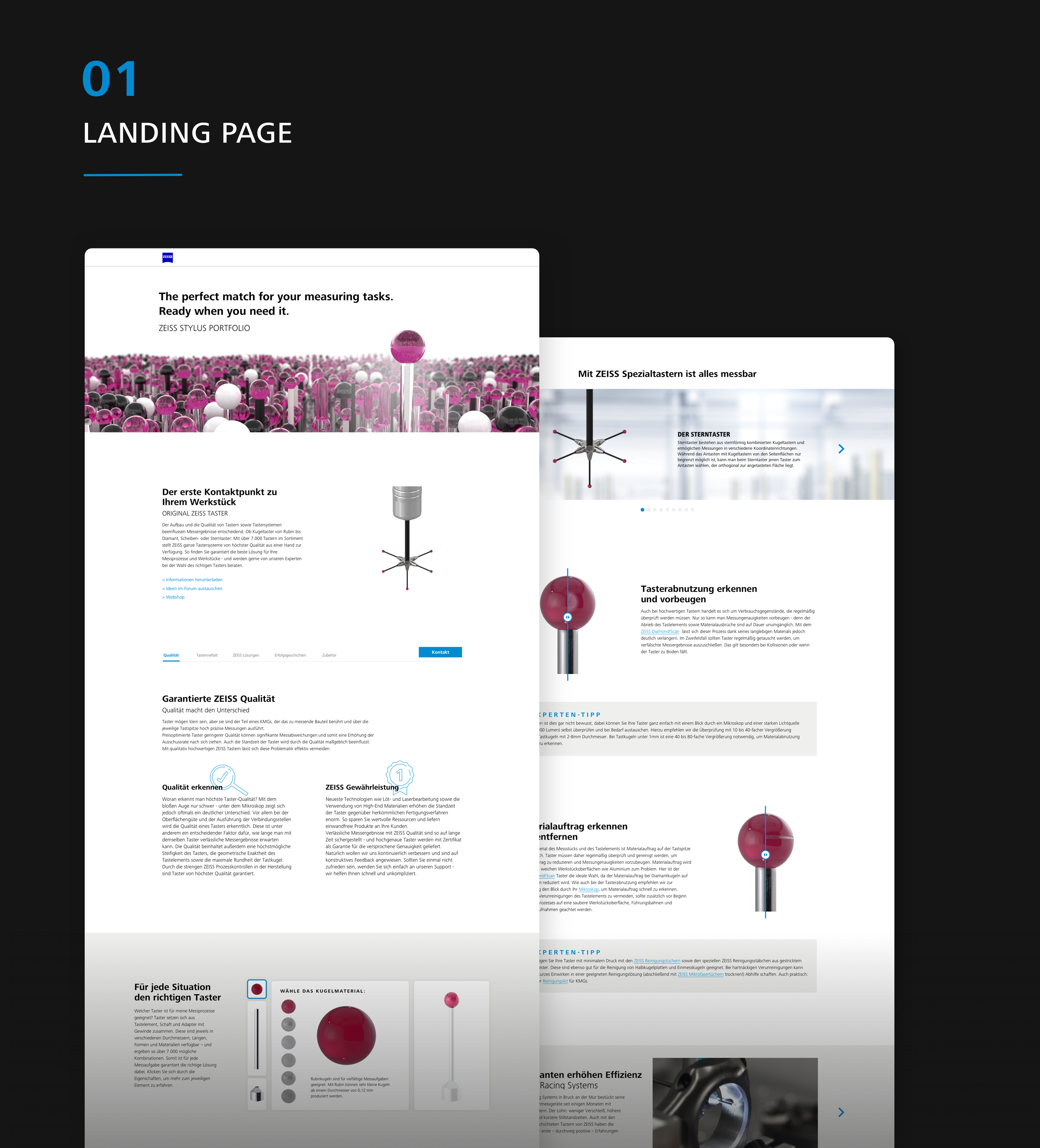 Landing page for the ZEISS styli marketing campaign