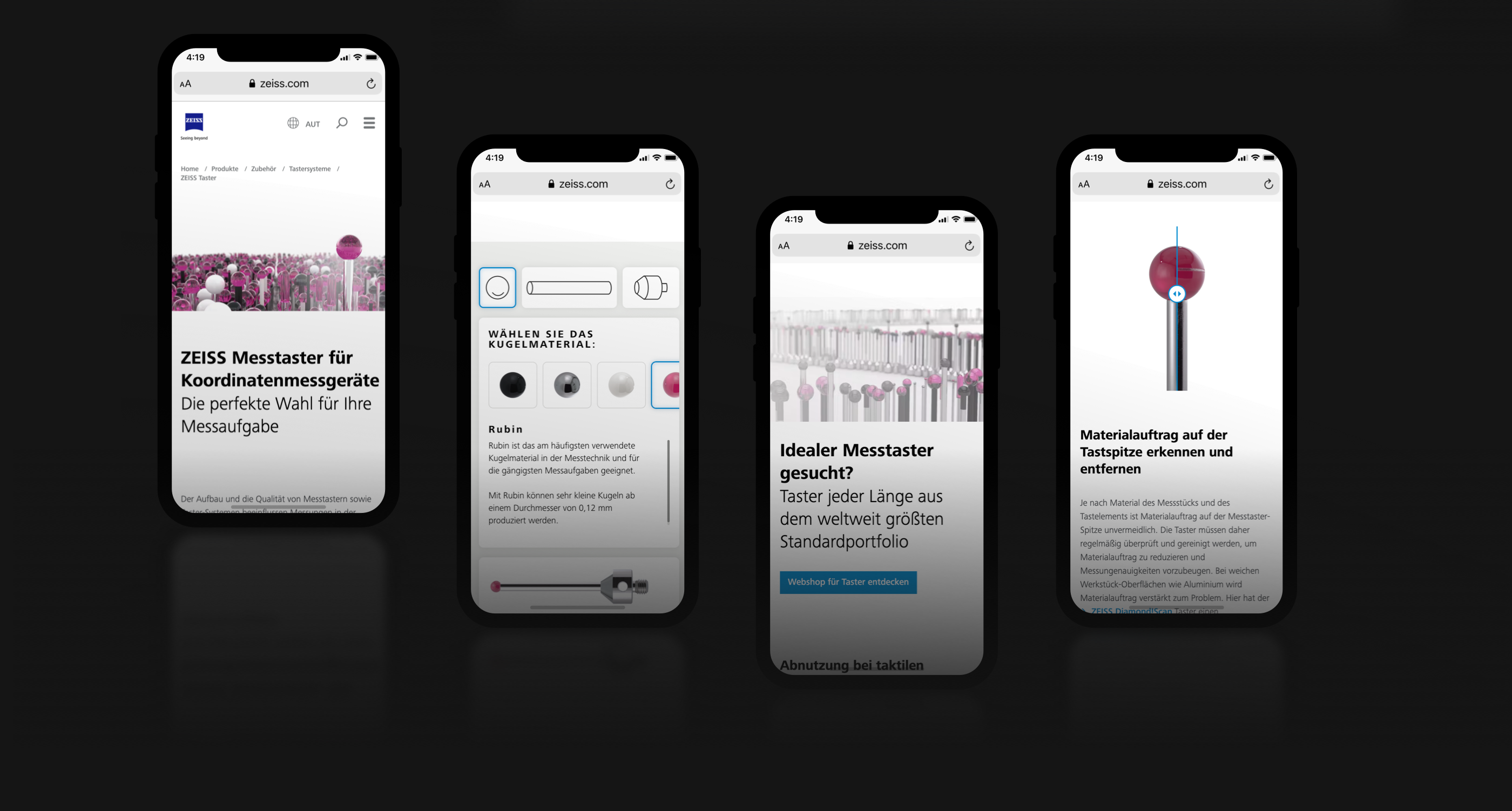 Mobile view of the landing page for the ZEISS styli marketing campaign