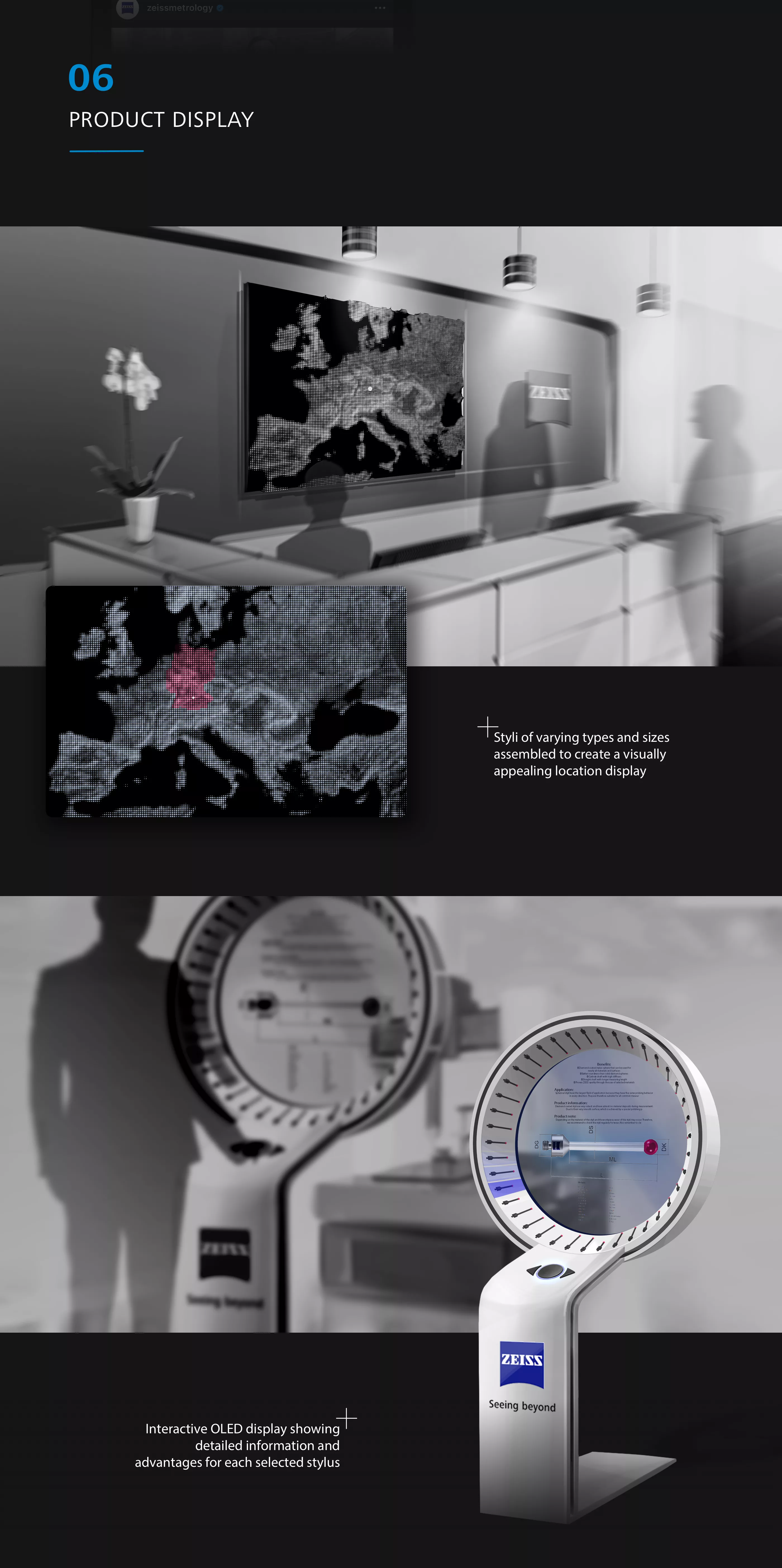 Product display for the ZEISS styli marketing campaign