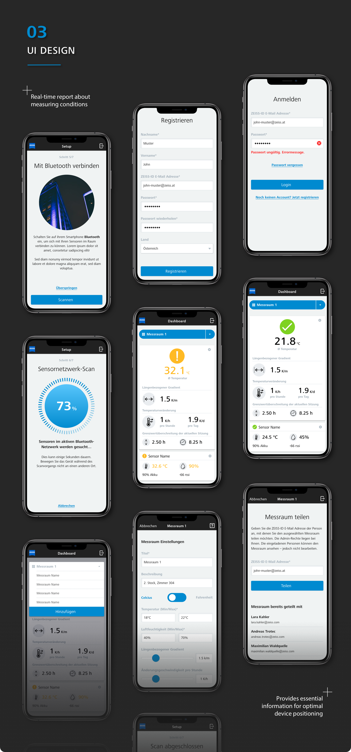 Zeiss Tempar Go app design screen overview