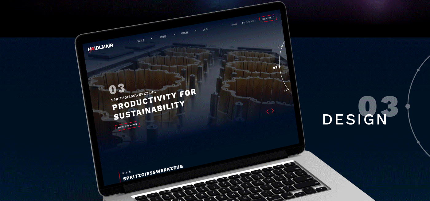 Landing page animation | New web presence for the HAIDLMAIR Group | UX/UI design Vienna