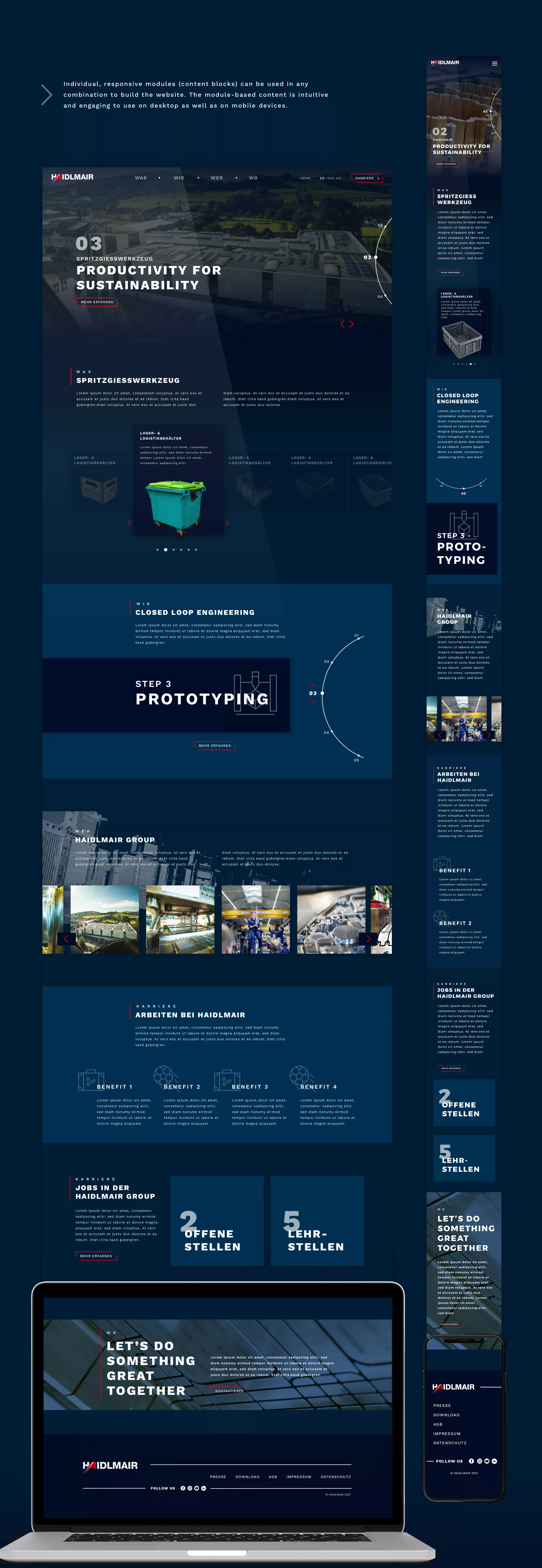 Webauftritt HAIDLMAIR Group | UX/UI Design PESCHKE Wien