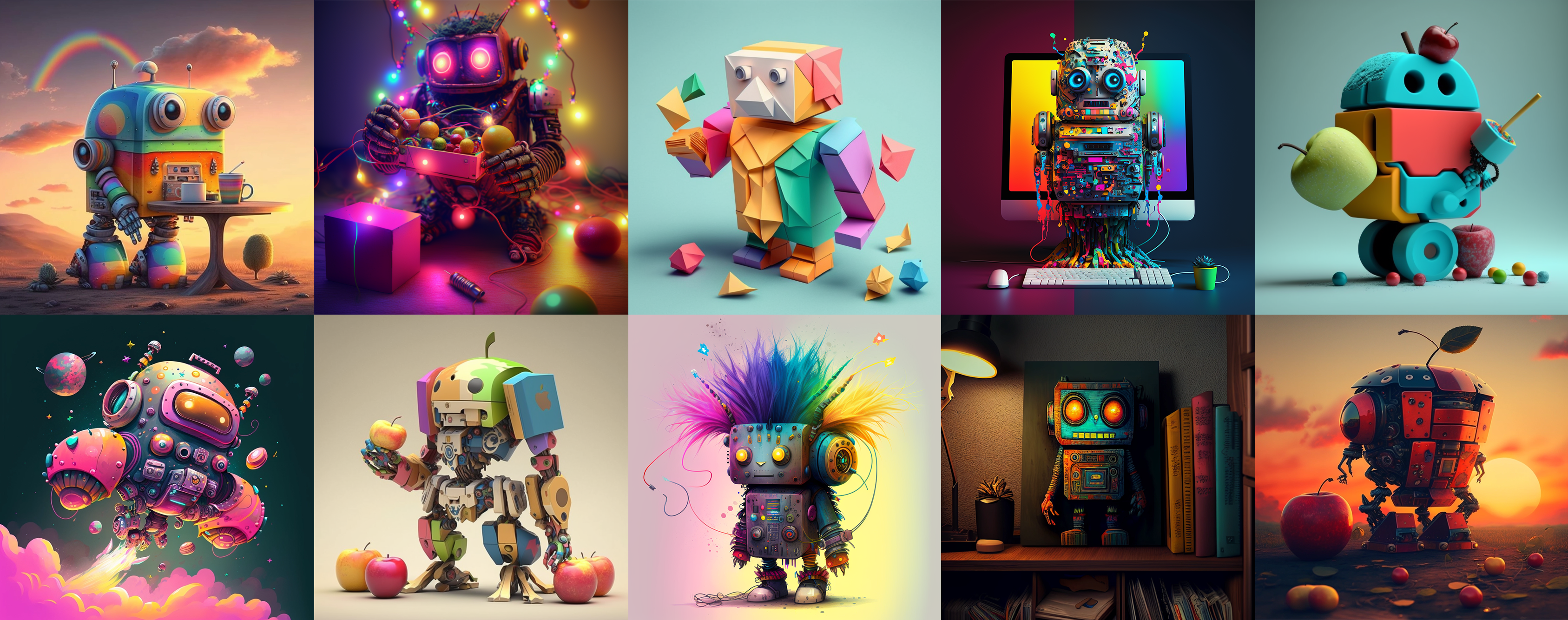 Colourful robot images generated with Midjourney | AI in Design | PESCHKE