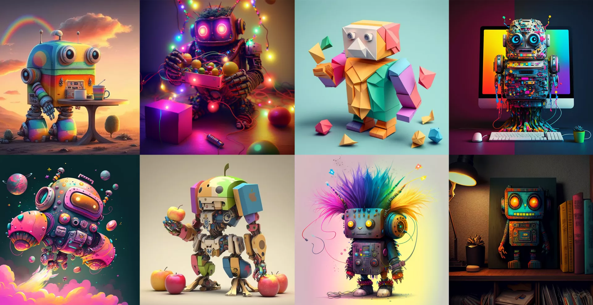 Colourful robot images generated with Midjourney | AI in Design | PESCHKE