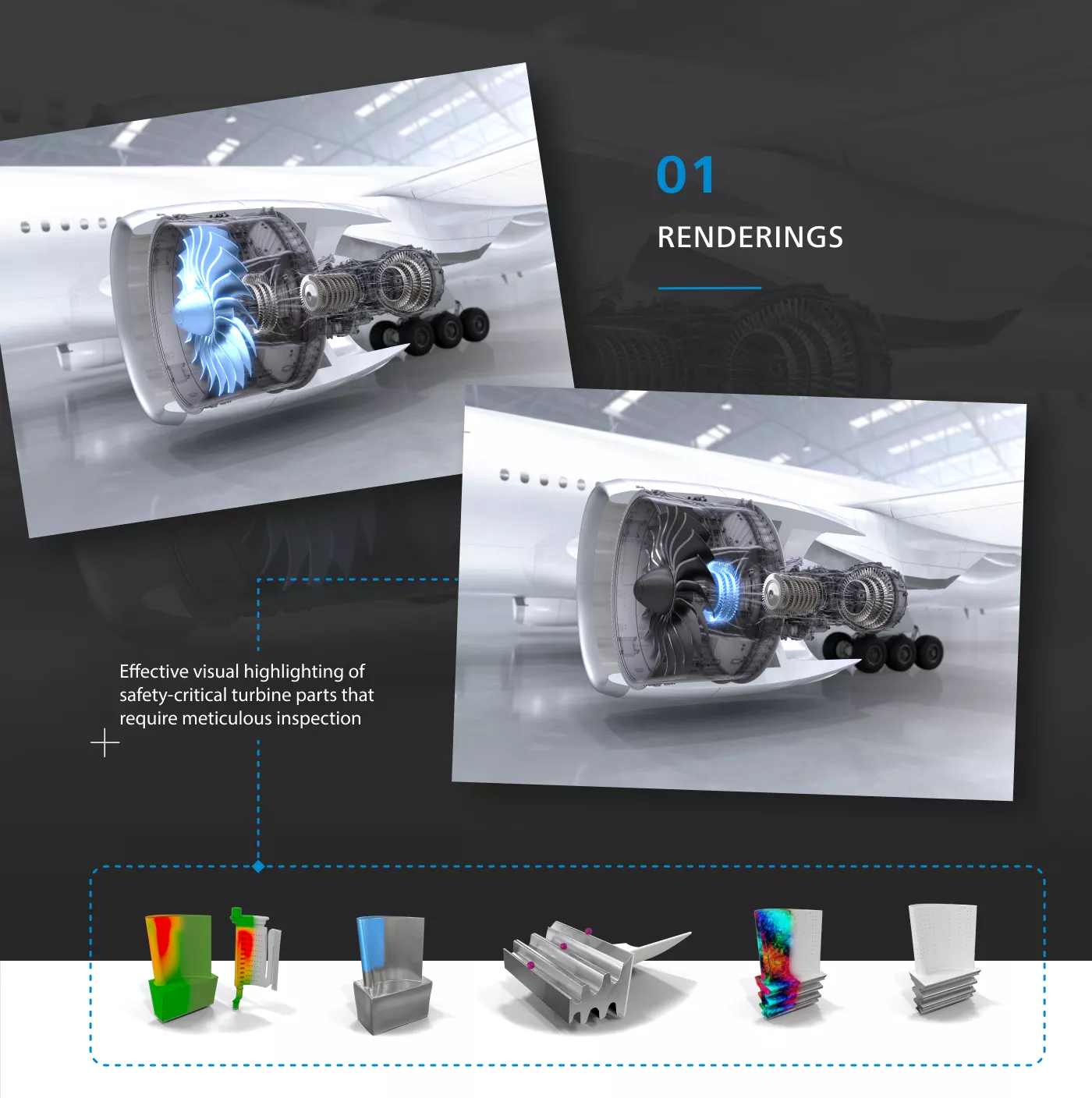 Renderings der Turbinenteile