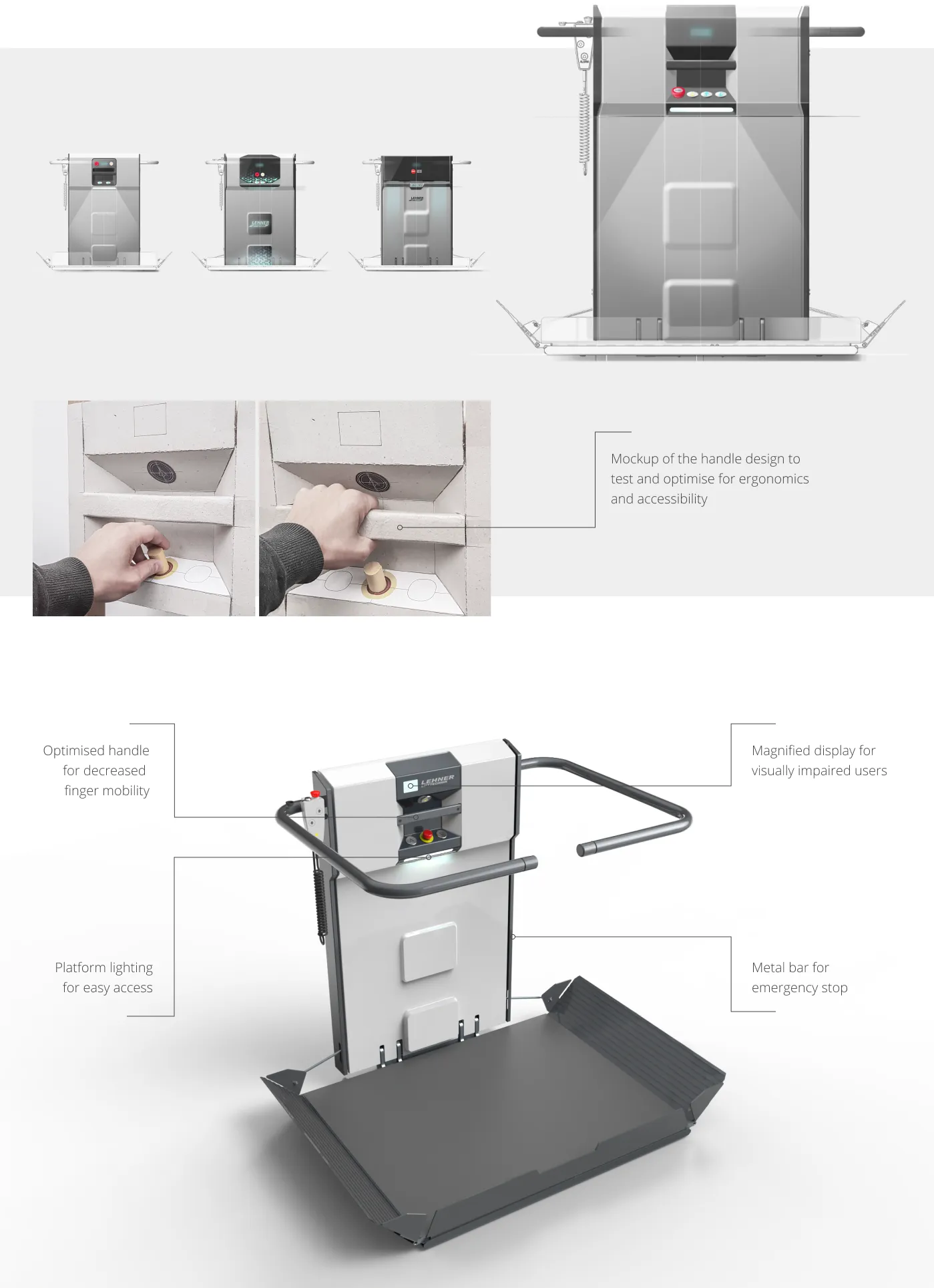 Design Definition, Produkt-Features und Mockup für Ergonomie-Studie