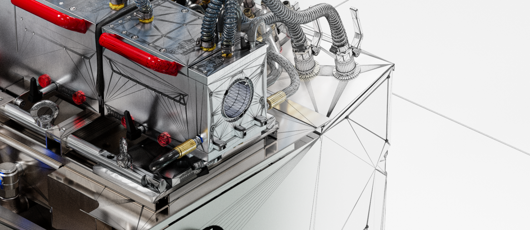 Fotorealistisches 3D-Rendering einer Extrusionsanlage mit Wireframes