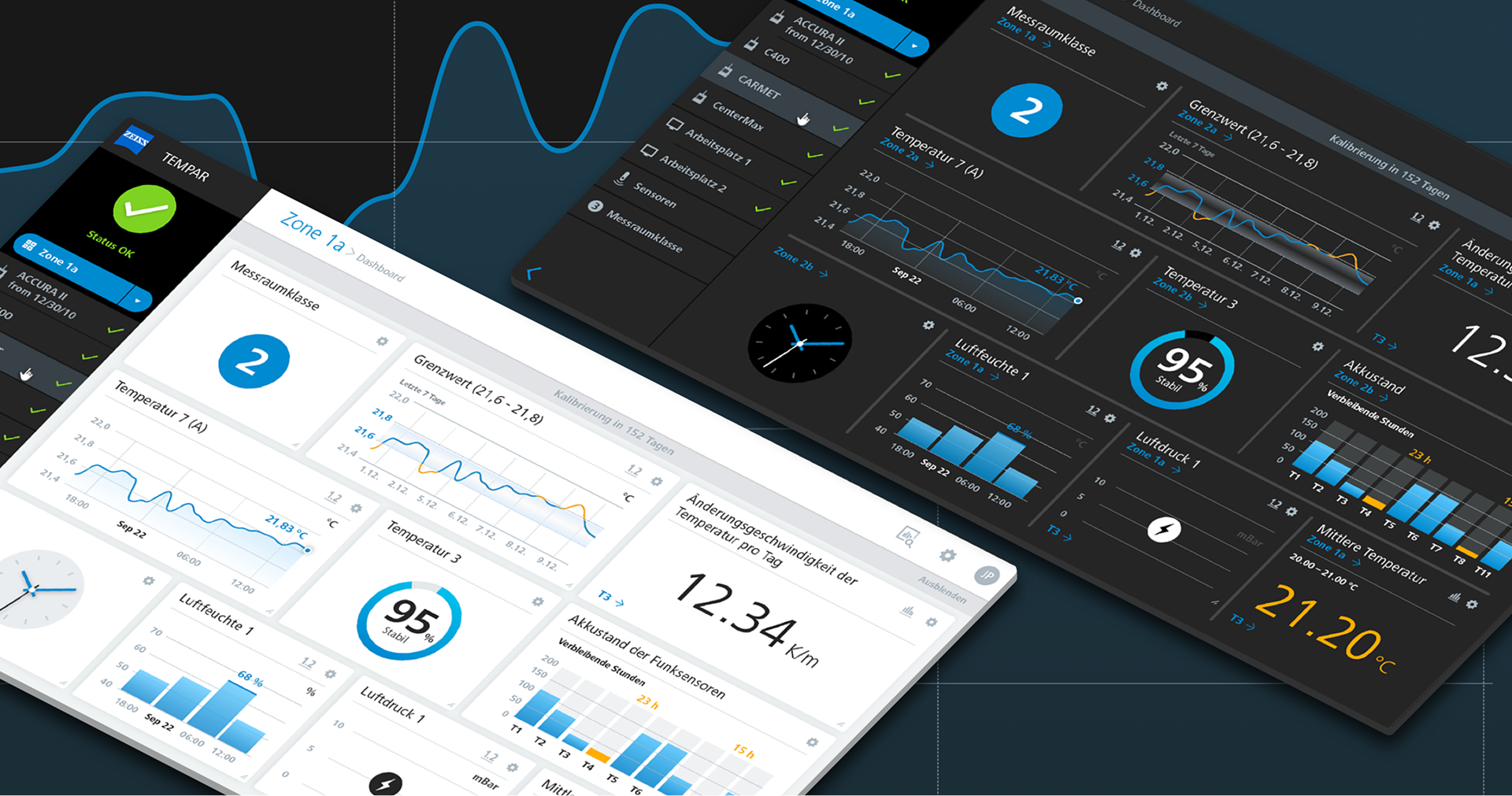 Software Screen in Dark Mode und Light Mode