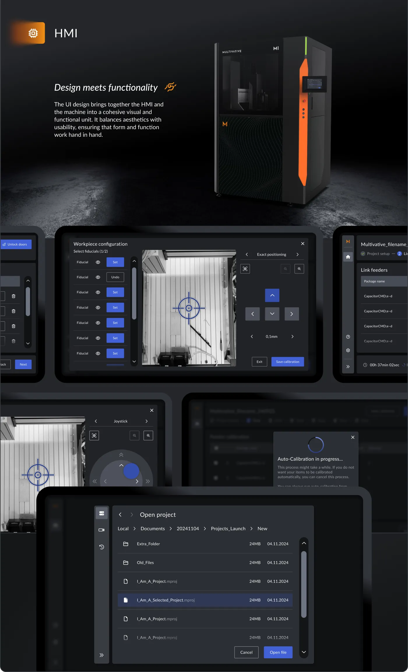 Screens des Software Interfaces