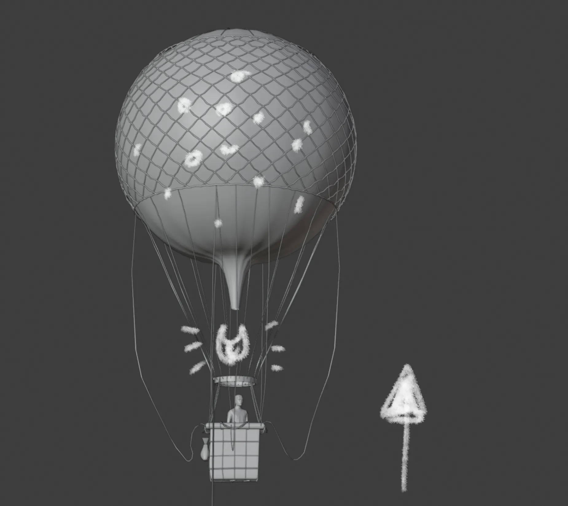 Pfeil deutet Auftrieb des Heißluftballons an