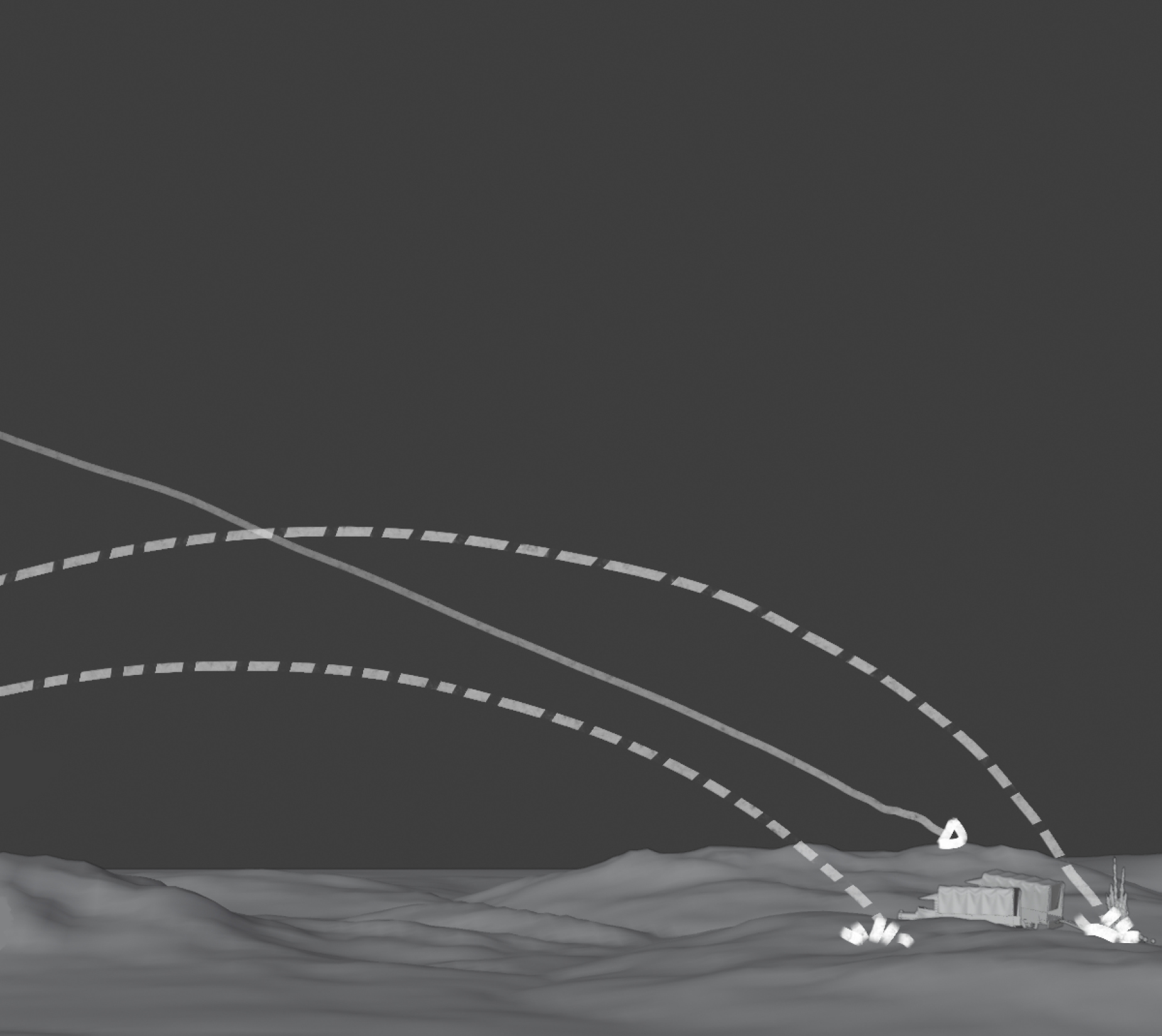 Storyboard-Bild mit Pfeilen, die Flugbahn andeuten