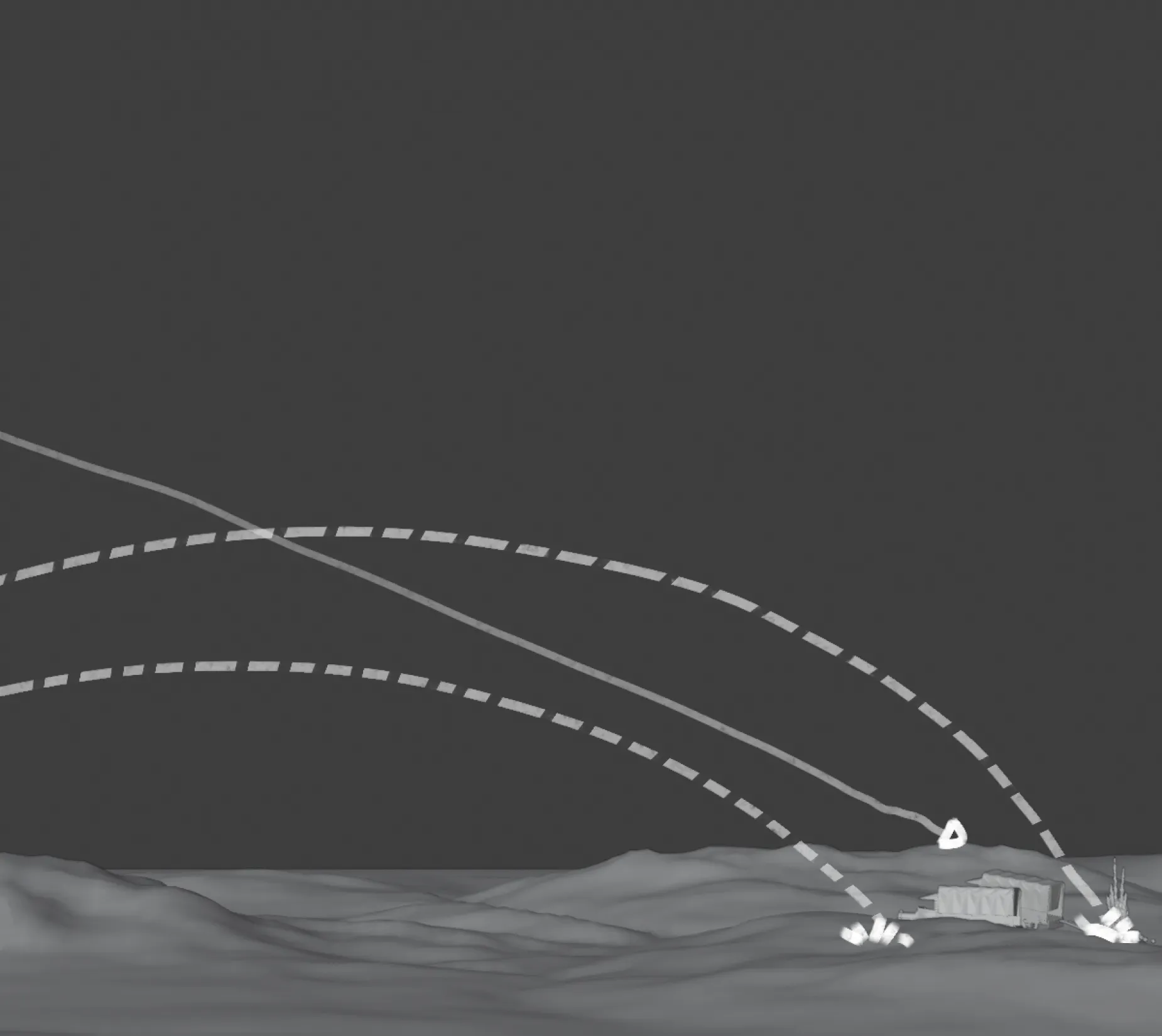 Storyboard-Bild mit Pfeilen, die Flugbahn andeuten