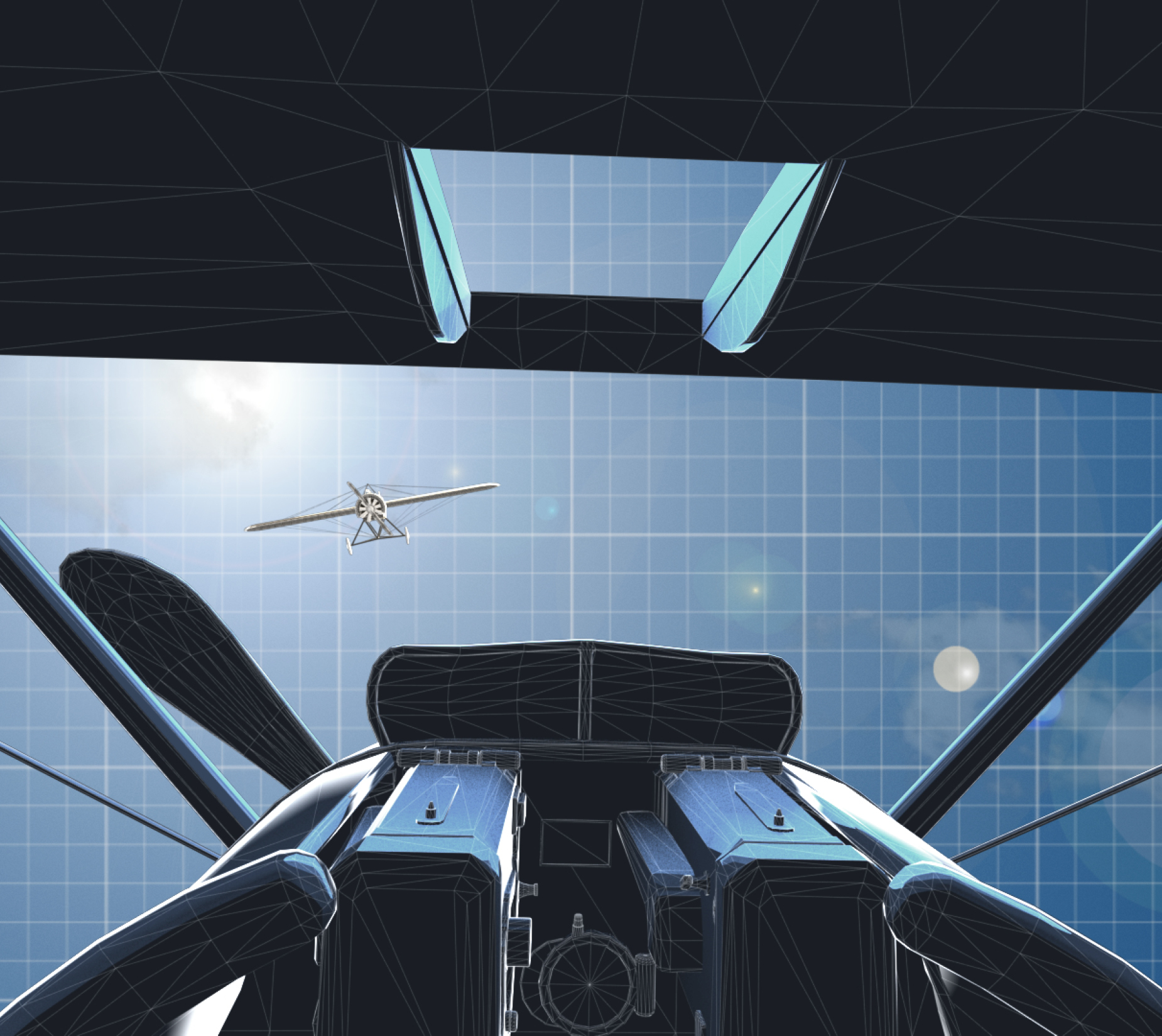 View aus Cockpit auf gegnerischen Flieger