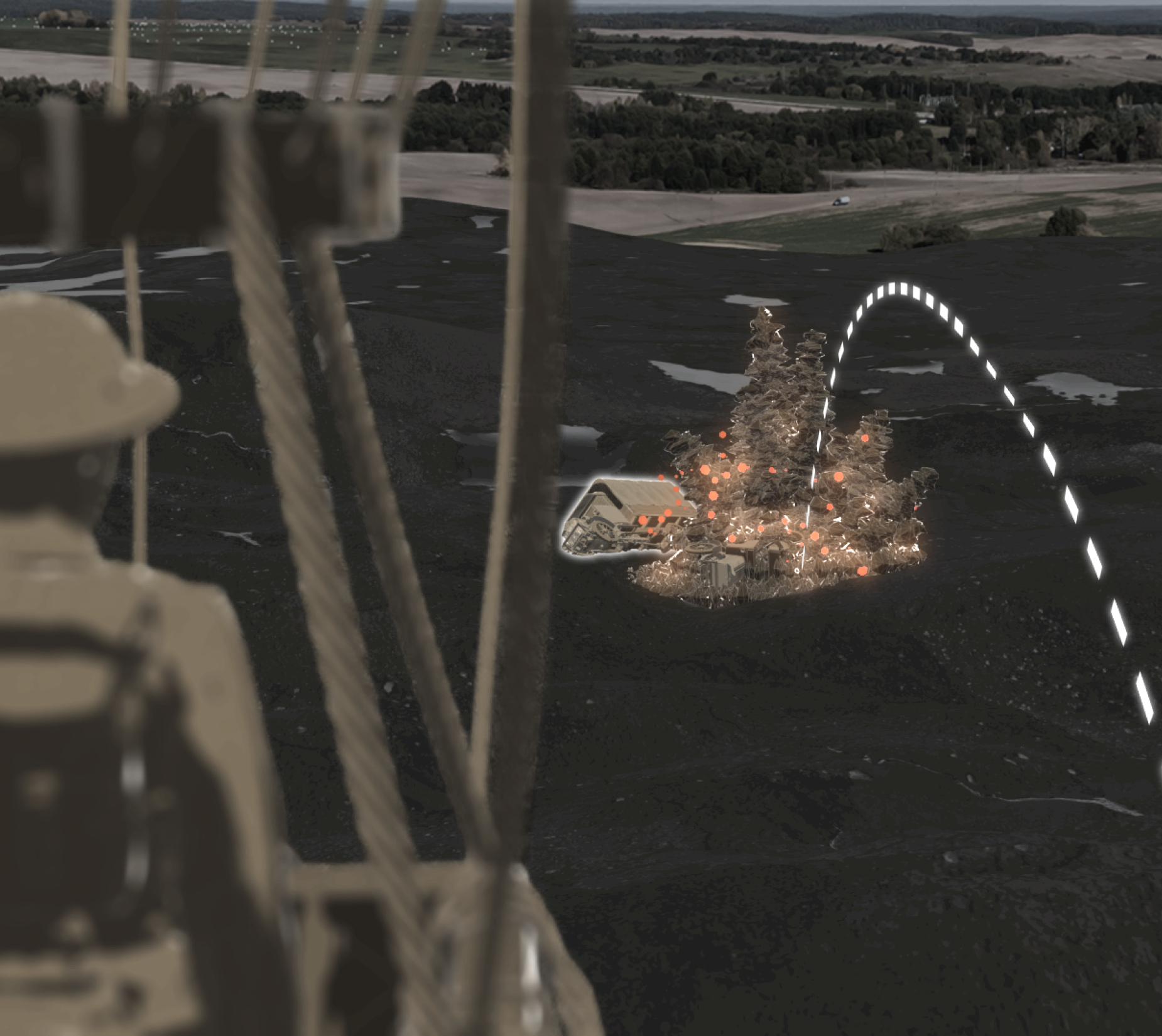 Bombenabwurf Perspektive aus Heißluftballon