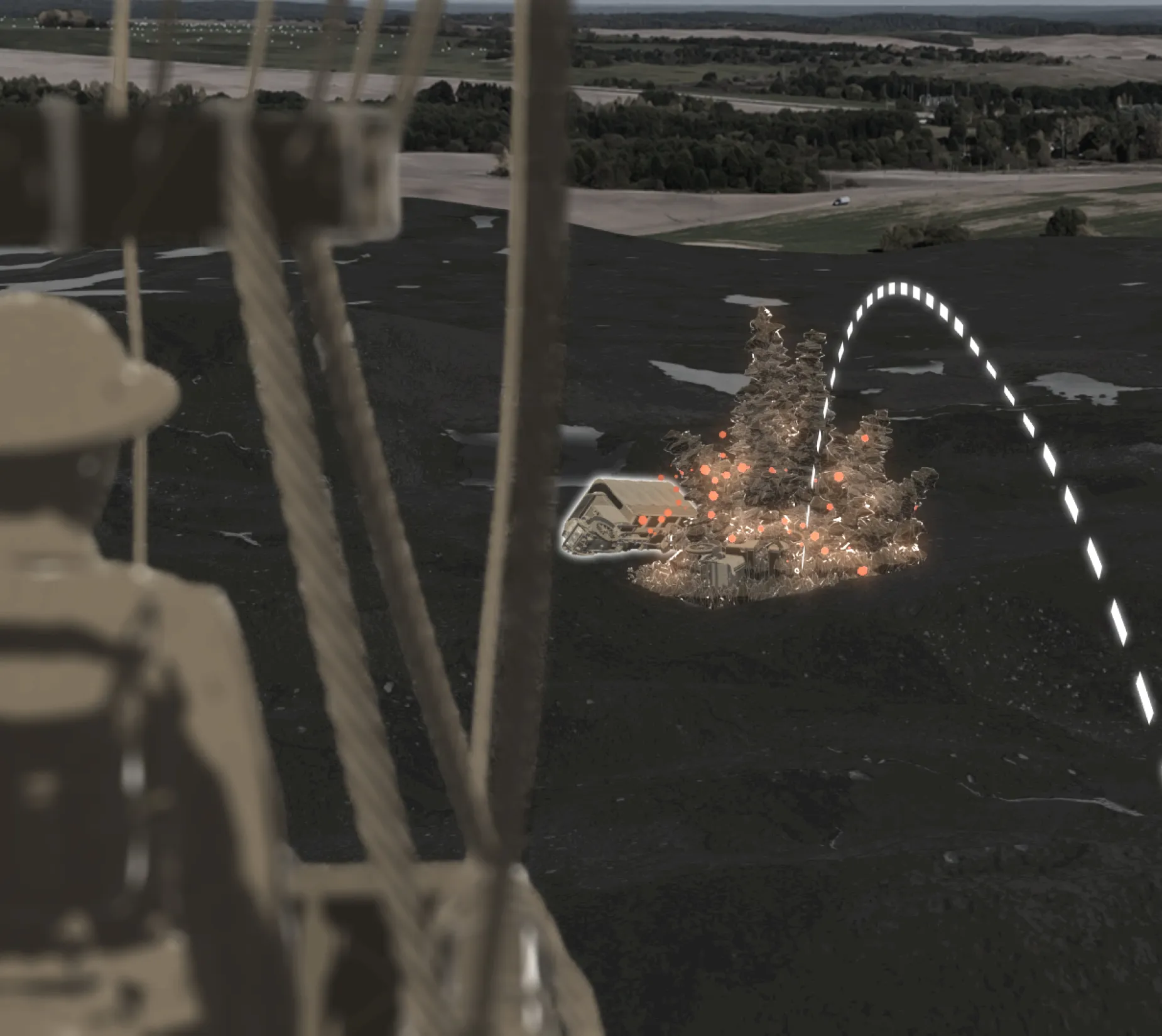 Bombenabwurf Perspektive aus Heißluftballon